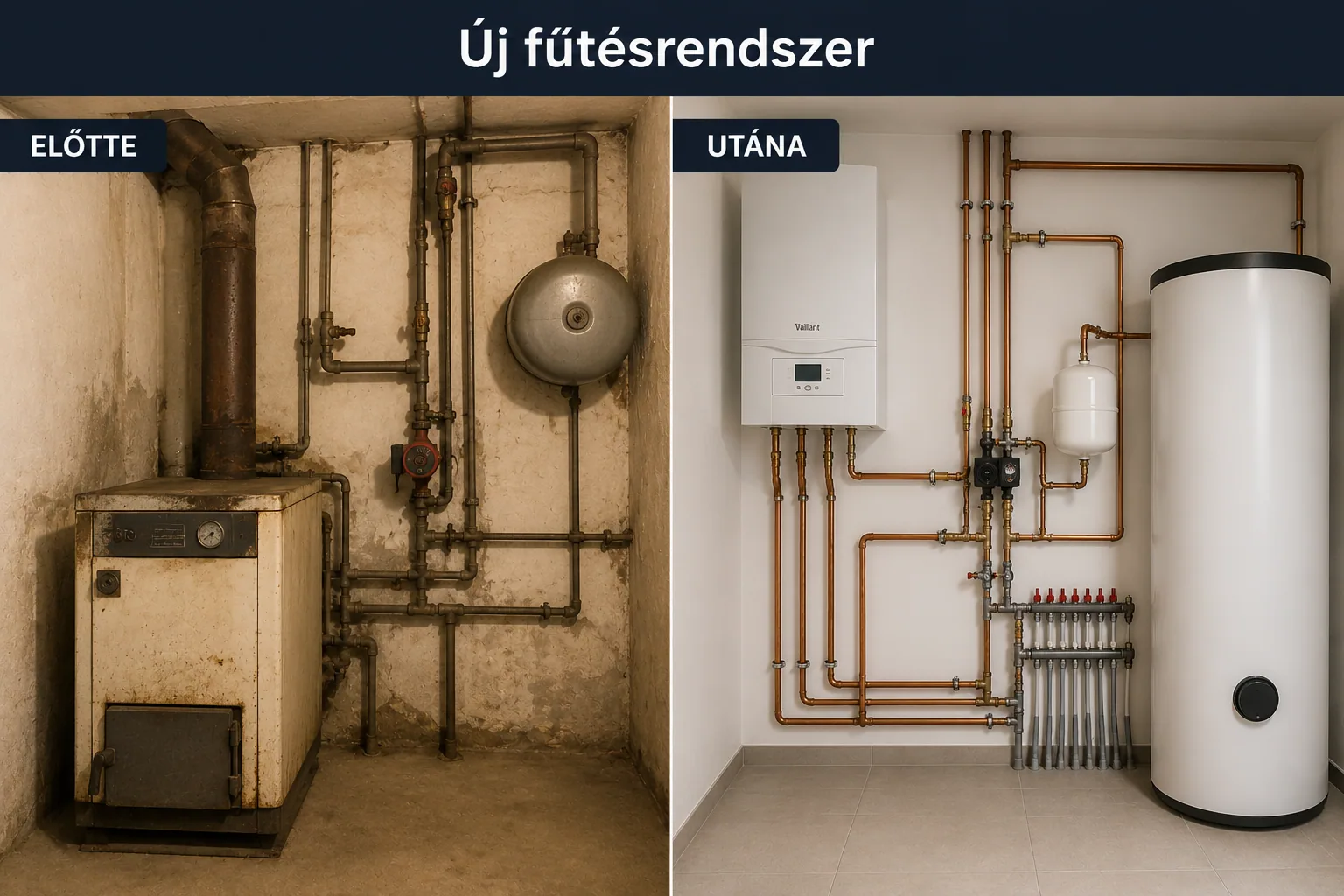 Neue Heizungsanlage — vorher und nachher
